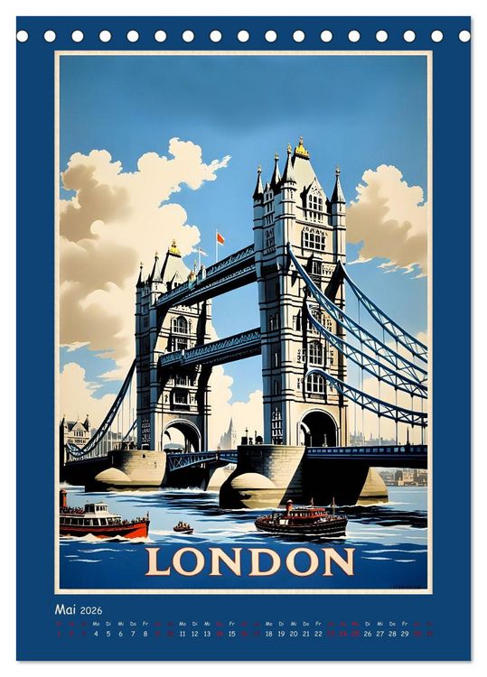 Produktbild: City Travel Poster - nostalgische St&auml;dtereise um die Welt (Tischkalender 2026 DIN A5 hoch), CALVENDO Monatskalender