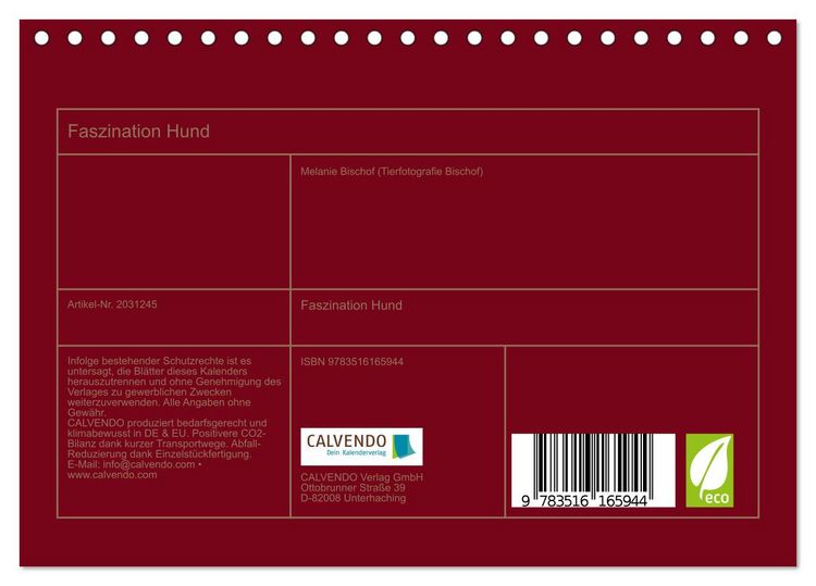 Produktbild: Faszination Hund (Tischkalender 2026 DIN A5 quer), CALVENDO Monatskalender