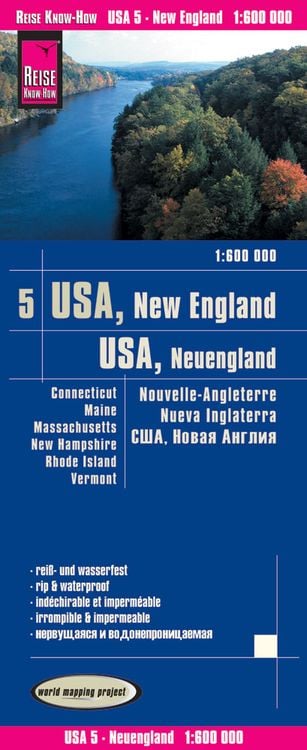 Produktbild: Reise Know-How Landkarte USA 05, Neuengland (1:600.000) : Connecticut, Maine, Massachusetts, New Hampshire, Rhode Island, Vermont