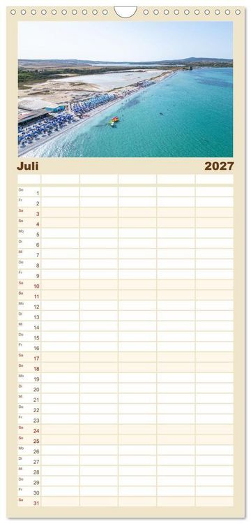 Produktbild: Familienplaner 2027 - Sardinien. Sch&ouml;ne Landschaften und bunte St&auml;dte. mit 5 Spalten (Wandkalender, 21 x 45 cm) CALVENDO