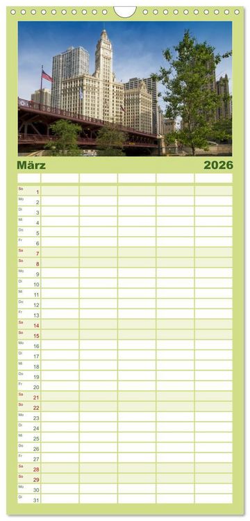 Produktbild: Familienplaner 2026 - CHICAGO Stadtzentrum mit 5 Spalten (Wandkalender, 21 x 45 cm) CALVENDO
