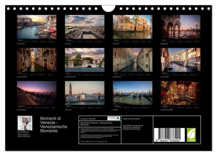 Produktbild: Momenti di Venezia - Venezianische Momente (Wandkalender 2026 DIN A4 quer), CALVENDO Monatskalender
