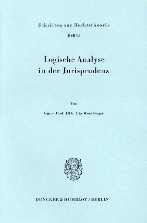 Produktbild: Logische Analyse in der Jurisprudenz.