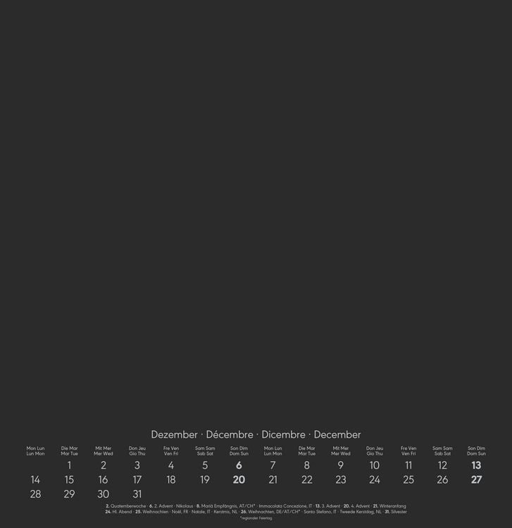 Produktbild: Kreativ-Kalender schwarz 2026 - 32 x 33 - Foto, Malen, Basteln - datiert - Kreativkalender - Foto-Kalender - Alpha Edition