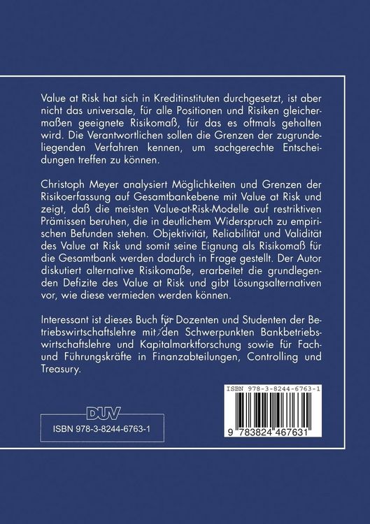 Produktbild: Value at Risk f&uuml;r Kreditinstitute