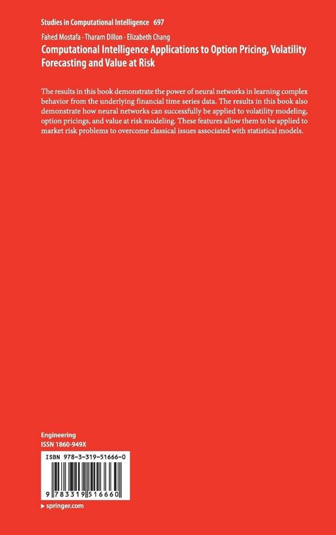 Produktbild: Computational Intelligence Applications to Option Pricing, Volatility Forecasting and Value at Risk