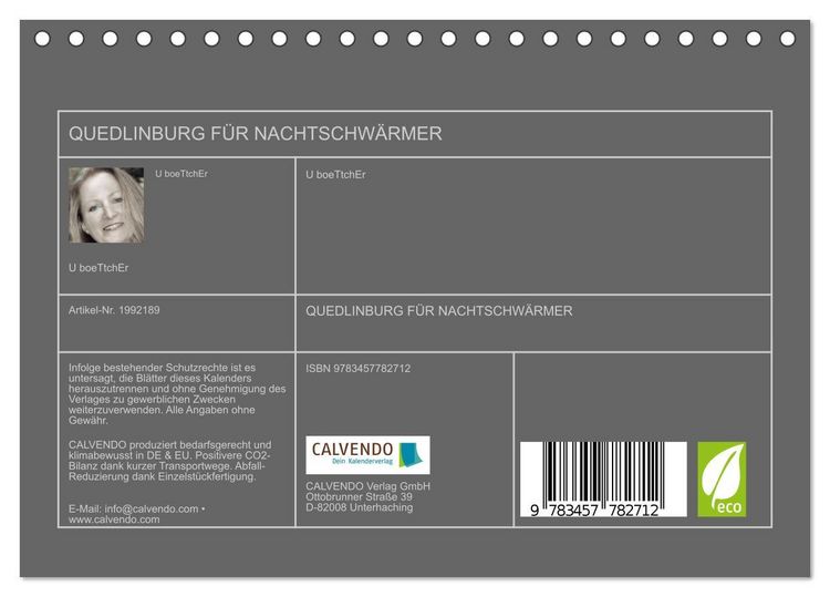 Produktbild: QUEDLINBURG F&Uuml;R NACHTSCHW&Auml;RMER (Tischkalender 2026 DIN A5 quer), CALVENDO Monatskalender
