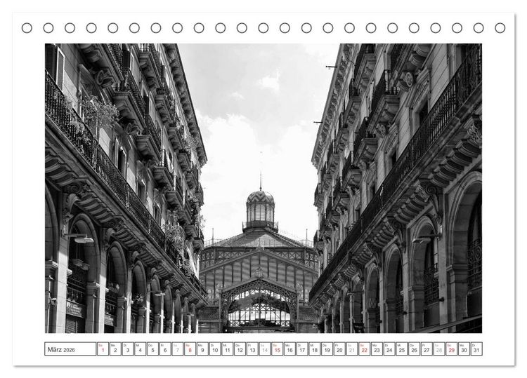 Produktbild: Barcelona Photografien in Schwarz / Wei&szlig; (Tischkalender 2026 DIN A5 quer), CALVENDO Monatskalender