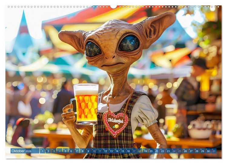 Produktbild: Aliens auf Erden - Kosmische Touristen auf Expedition (hochwertiger Premium Wandkalender 2026 DIN A2 quer), Kunstdruck in Hochglanz