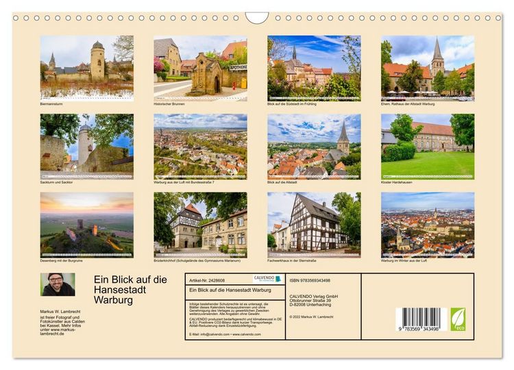 Produktbild: Ein Blick auf die Hansestadt Warburg (Wandkalender 2027 DIN A3 quer), CALVENDO Monatskalender