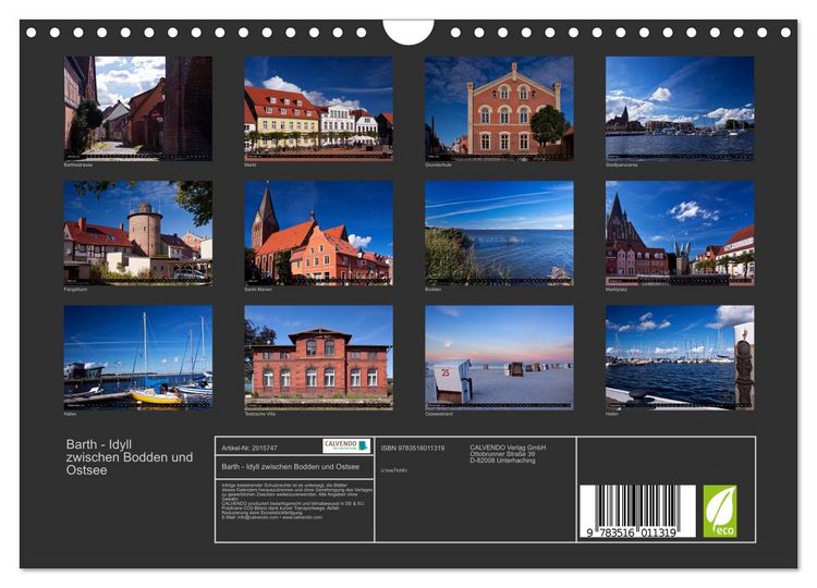 Produktbild: Barth - Idyll zwischen Bodden und Ostsee (Wandkalender 2026 DIN A4 quer), CALVENDO Monatskalender