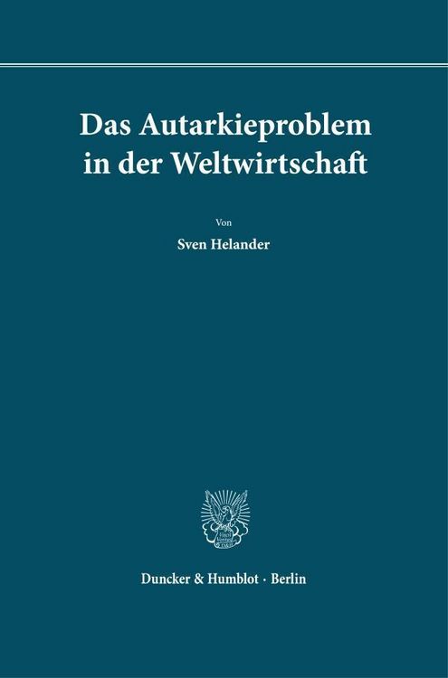 Produktbild: Das Autarkieproblem in der Weltwirtschaft.