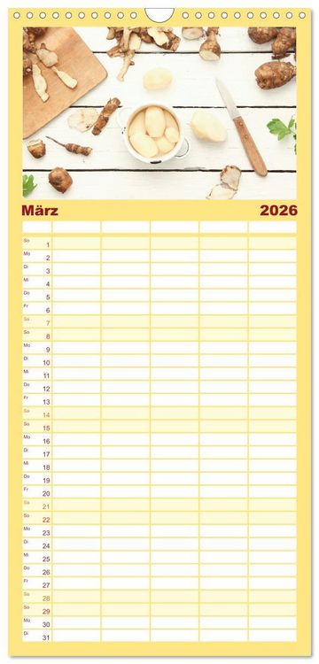 Produktbild: Familienplaner 2026 - K&ouml;stliche Topinambur mit 5 Spalten (Wandkalender, 21 x 45 cm) CALVENDO