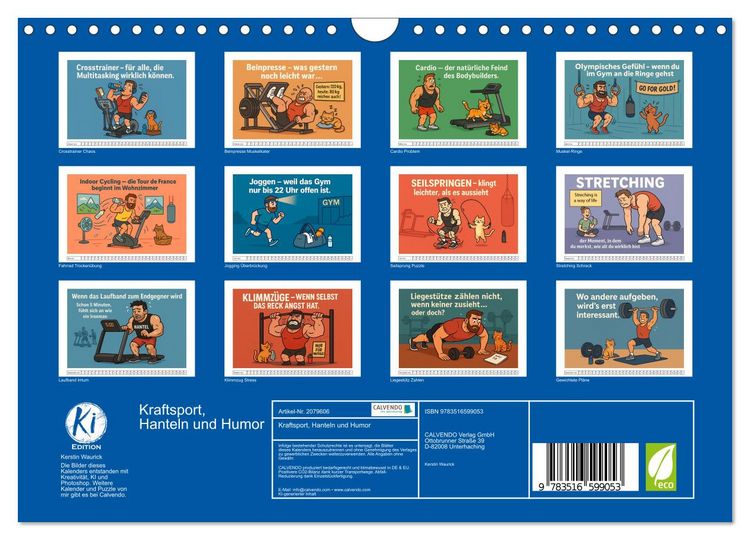 Produktbild: Kraftsport, Hanteln und Humor (Wandkalender 2026 DIN A4 quer), CALVENDO Monatskalender