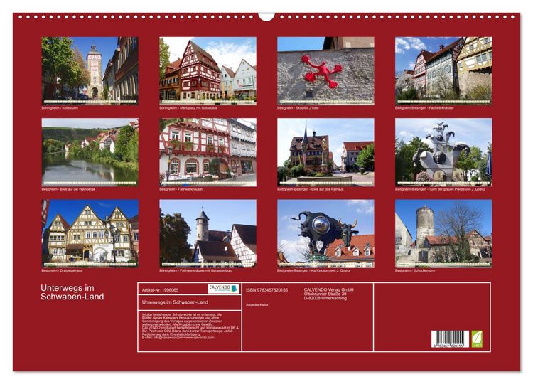 Produktbild: Unterwegs im Schwaben-Land (Wandkalender 2026 DIN A2 quer), CALVENDO Monatskalender