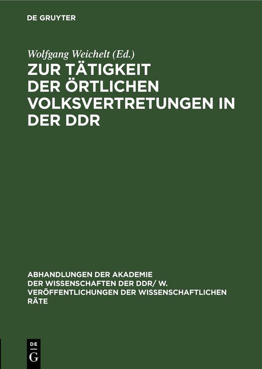 Produktbild: Zur T&auml;tigkeit der &ouml;rtlichen Volksvertretungen in der DDR