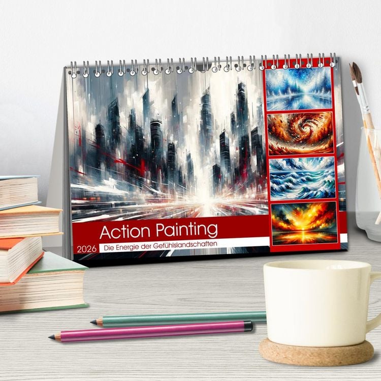 Produktbild: Action Painting: Die Energie der Gef&uuml;hlslandschaften (Tischkalender 2026 DIN A5 quer), CALVENDO Monatskalender