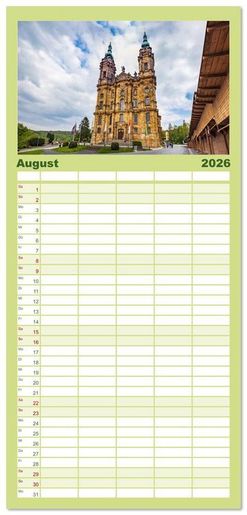 Produktbild: Familienplaner 2026 - Bad Staffelstein - Gottesgarten am Obermain mit 5 Spalten (Wandkalender, 21 x 45 cm) CALVENDO
