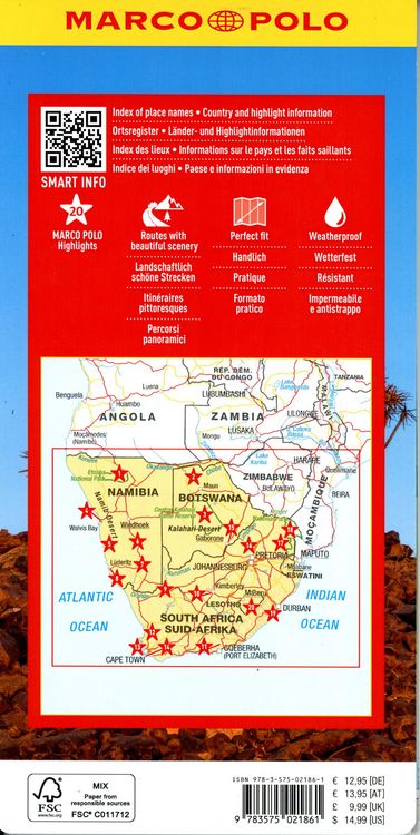 Produktbild: MARCO POLO Reisekarte Südafrika, Namibia, Botswana 1:2,4 Mio.