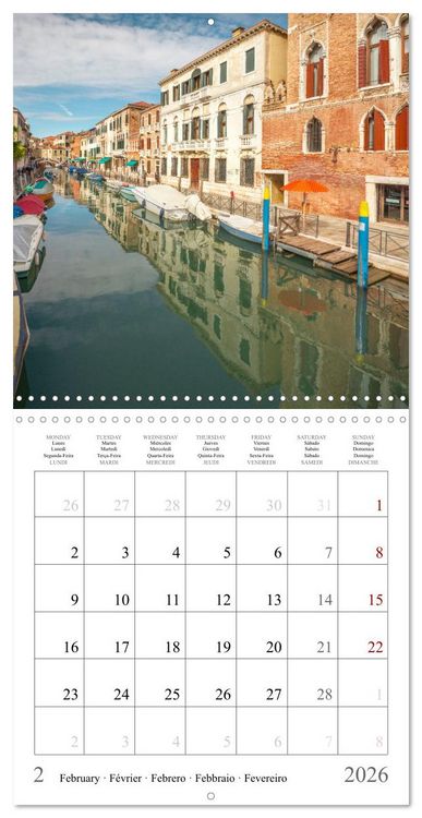 Produktbild: Lieux romantiques &agrave; Venise (Calendrier mural carr&eacute; 2026 30x30 cm) Calendrier double avec une page pour vos prises de notes