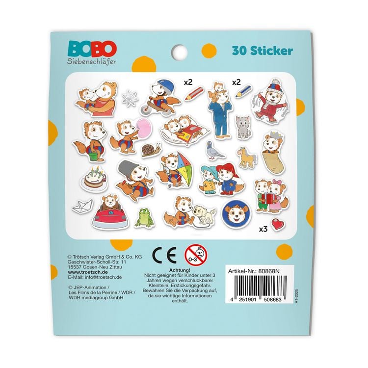 Produktbild: Tr&ouml;tsch Bobo Siebenschl&auml;fer Soft-Sticker
