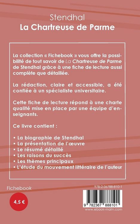 Produktbild: Fiche de lecture La Chartreuse de Parme de Stendhal (Analyse litt&eacute;raire de r&eacute;f&eacute;rence et r&eacute;sum&eacute; complet)