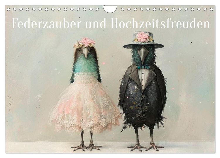 Produktbild: Federzauber und Hochzeitsfreuden (Wandkalender 2027 DIN A4 quer), CALVENDO Monatskalender