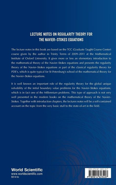 Produktbild: Lecture Notes On Regularity Theory For The Navier-Stokes ..
