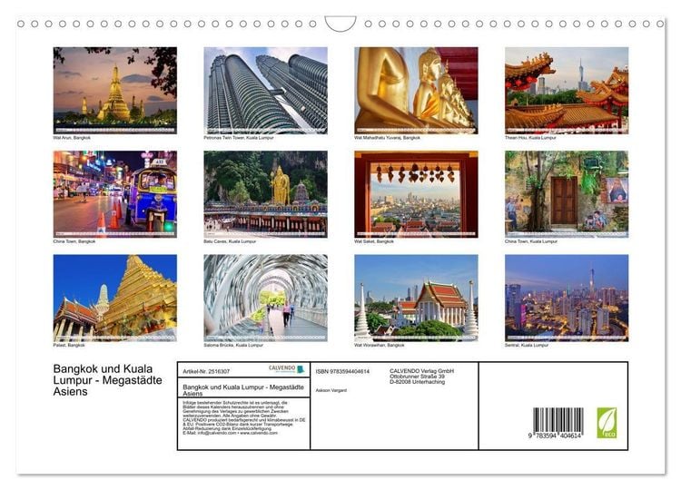 Produktbild: Bangkok und Kuala Lumpur - Megast&auml;dte Asiens (Wandkalender 2027 DIN A3 quer), CALVENDO Monatskalender