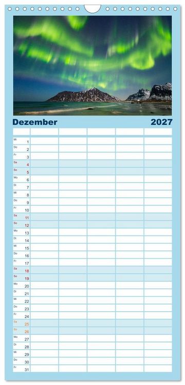 Produktbild: Familienplaner 2027 - Licht des Nordens - LOFOTEN mit 5 Spalten (Wandkalender, 21 x 45 cm) CALVENDO