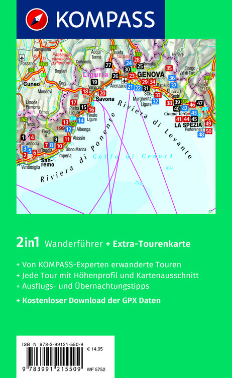 Produktbild: KOMPASS Wanderf&uuml;hrer Ligurien mit Cinque Terre, 50 Touren