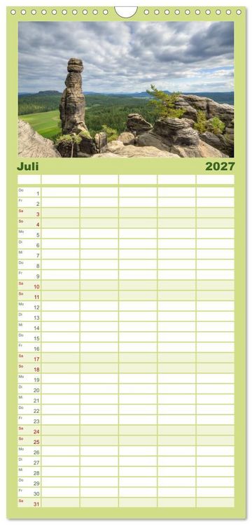 Produktbild: Familienplaner 2027 - Wundersch&ouml;nes Elbsandsteingebirge mit 5 Spalten (Wandkalender, 21 x 45 cm) CALVENDO