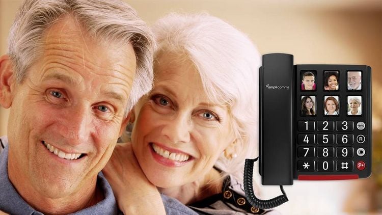 Produktbild: Amplicomms BigTel 40 Schnurgebundenes Seniorentelefon Foto-Tasten, f&uuml;r H&ouml;rger&auml;te kompatibel, Wahlwiederholung LED-Display Schwarz