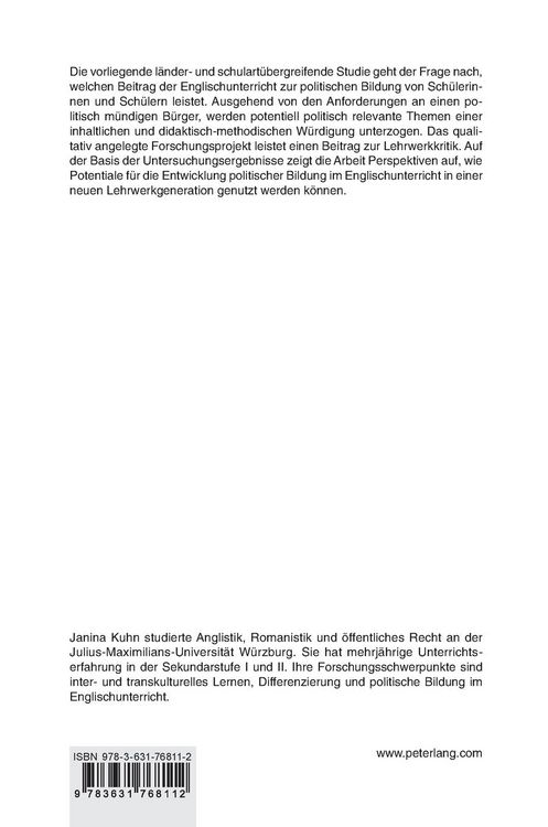Produktbild: Die politische Dimension als didaktischer Lerngegenstand in Lehrwerken f&uuml;r den Englischunterricht