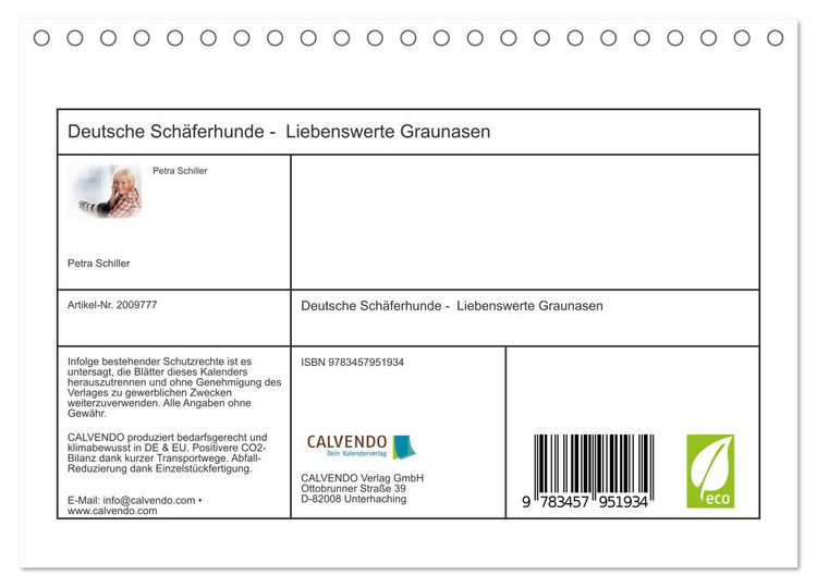 Produktbild: Deutsche Sch&auml;ferhunde - Liebenswerte Graunasen (Tischkalender 2026 DIN A5 quer), CALVENDO Monatskalender