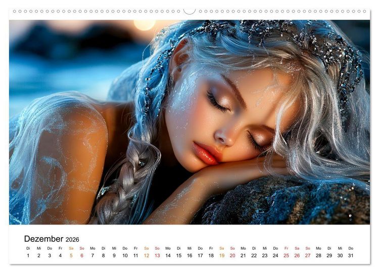 Produktbild: Geheimnisvolle Meerjungfrau (hochwertiger Premium Wandkalender 2026 DIN A2 quer), Kunstdruck in Hochglanz