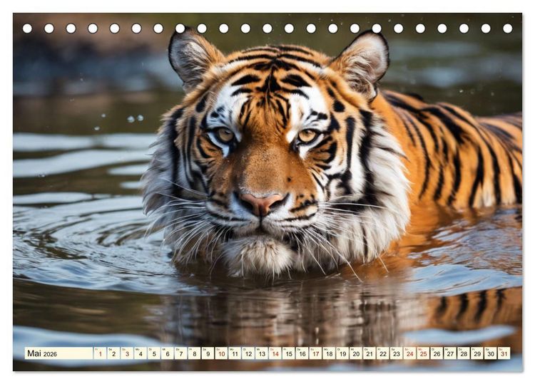 Produktbild: Tiger ganz nah (Tischkalender 2026 DIN A5 quer), CALVENDO Monatskalender