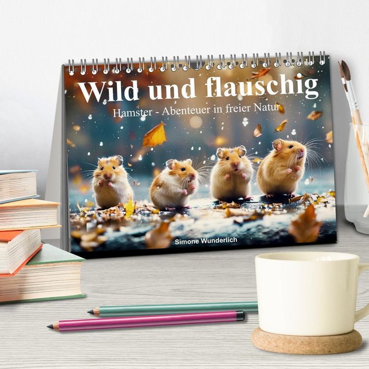 Produktbild: Wild und flauschig - Hamster - Abenteuer in freier Natur (Tischkalender 2026 DIN A5 quer), CALVENDO Monatskalender
