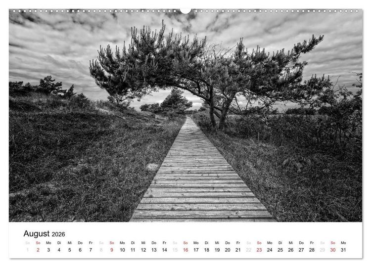 Produktbild: Ostseebad Zingst - Impressionen in Schwarz-Wei&szlig; (hochwertiger Premium Wandkalender 2026 DIN A2 quer), Kunstdruck in Hochglanz
