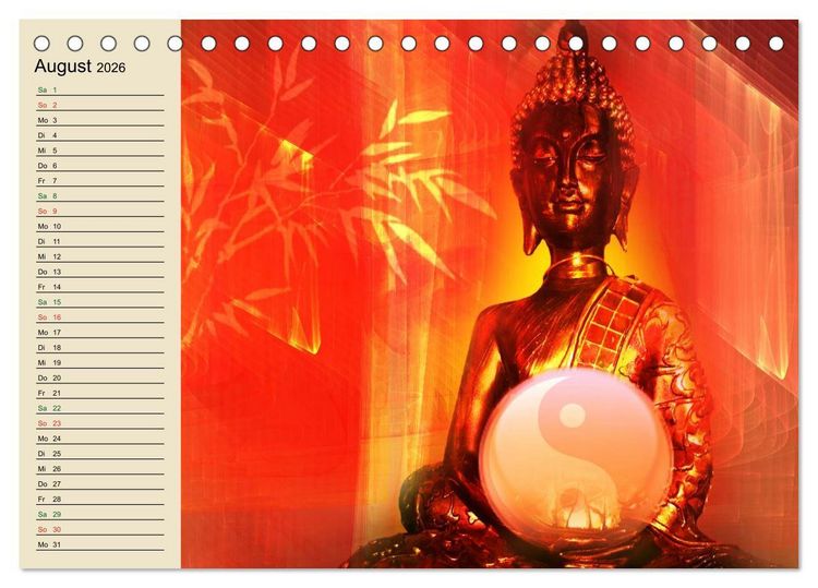 Produktbild: Buddha und Yin Yang (Tischkalender 2026 DIN A5 quer), CALVENDO Monatskalender