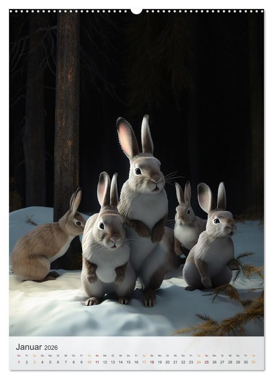 Produktbild: Lustige Hasenkinder (hochwertiger Premium Wandkalender 2026 DIN A2 hoch), Kunstdruck in Hochglanz
