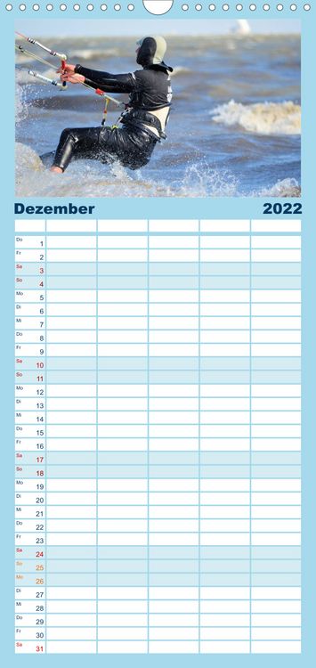 Produktbild: Familienplaner Kitesurfen - Wind und Wellen (Wandkalender 2022 , 21 cm x 45 cm, hoch)