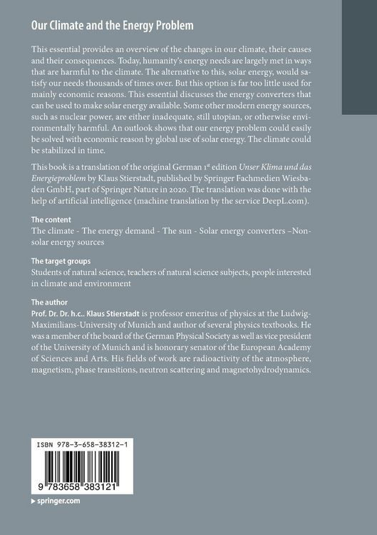 Produktbild: Our Climate and the Energy Problem