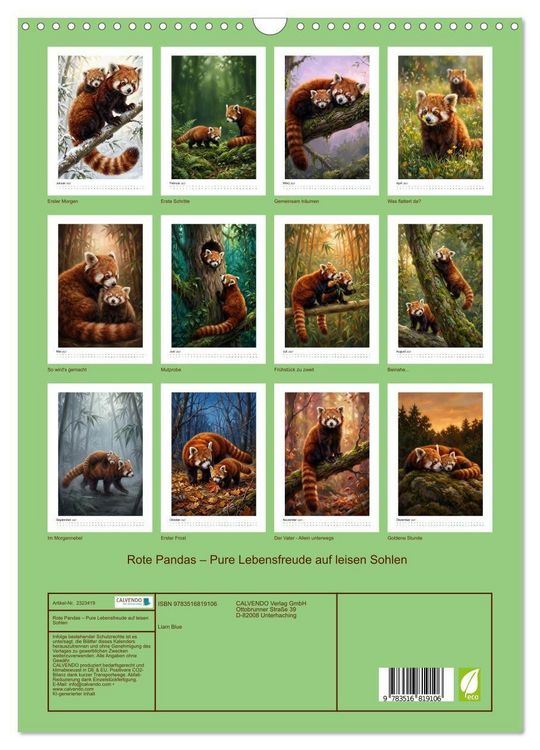 Produktbild: Rote Pandas &ndash; Pure Lebensfreude auf leisen Sohlen (Wandkalender 2027 DIN A3 hoch), CALVENDO Monatskalender