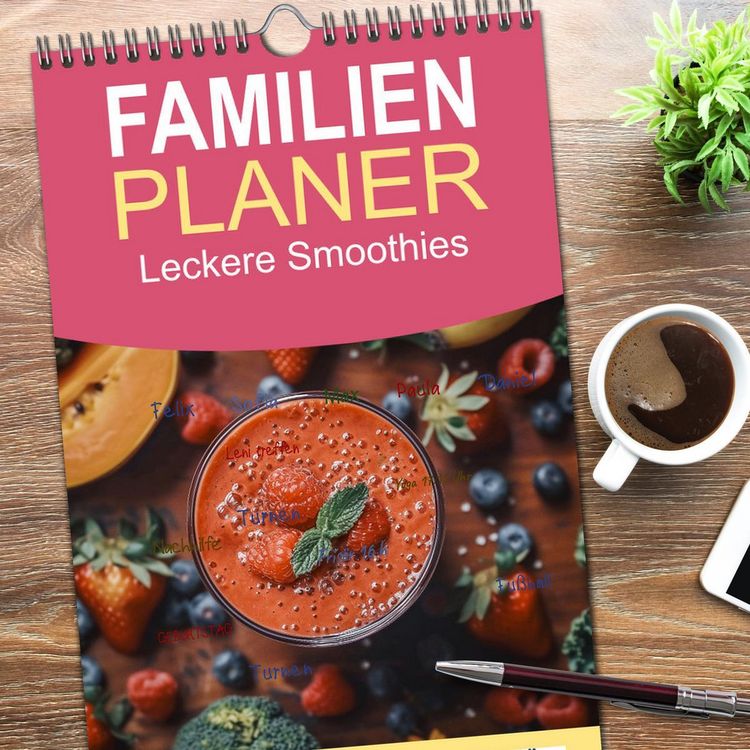 Produktbild: Familienplaner 2026 - Leckere Smoothies mit 5 Spalten (Wandkalender, 21 x 45 cm) CALVENDO