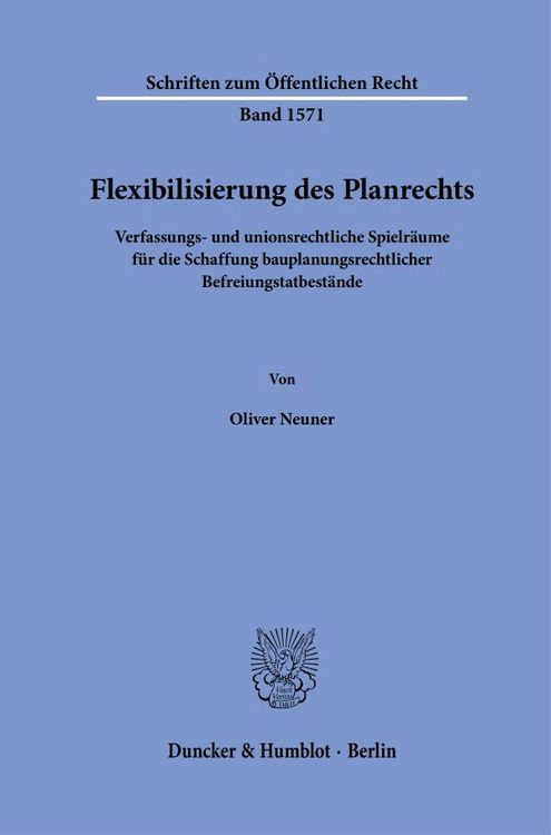 Produktbild: Flexibilisierung des Planrechts