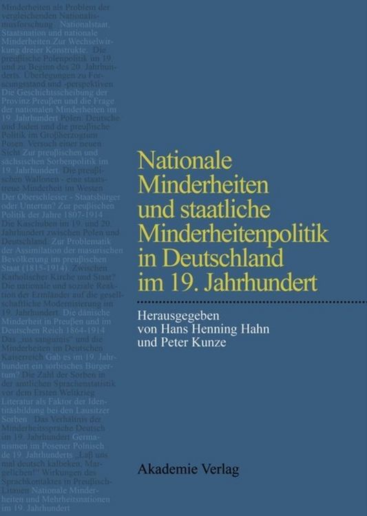 Produktbild: Nationale Minderheiten und staatliche Minderheitenpolitik in Deutschland im 19. Jahrhundert