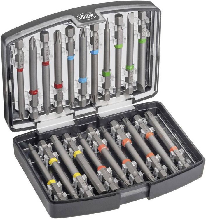 Produktbild: Vigor V6068 V6068 Bit-Set Innen-Sechskant, Kreuzschlitz Phillips, Kreuzschlitz Pozidriv, PZ, Schlitz, T-Profil
