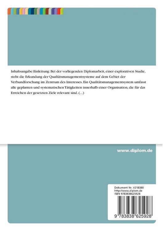 Produktbild: Qualit&auml;tssicherungssysteme und ihre &Uuml;bertragbarkeit auf den Rehabilitationswissenschaftlichen Forschungsverbund Freiburg/Bad S&auml;ckingen