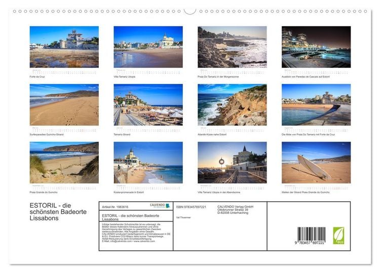 Produktbild: ESTORIL - die sch&ouml;nsten Badeorte Lissabons (hochwertiger Premium Wandkalender 2026 DIN A2 quer), Kunstdruck in Hochglanz